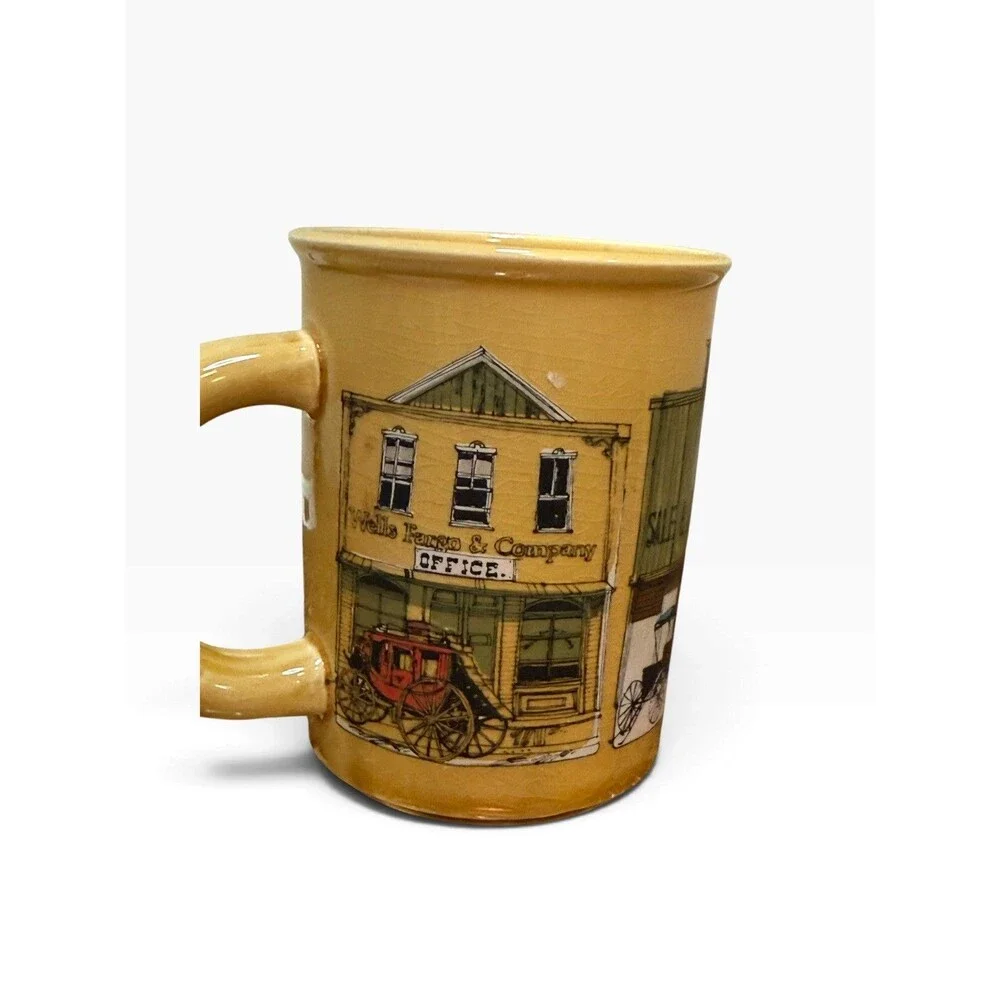 Vintage 80s Enesco Old West Western Coffee Mugs Japan Made Main Street Saloon
